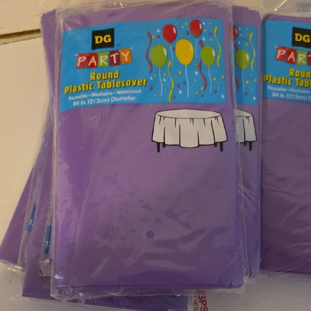 Party Purple Round Plastic Tablecover